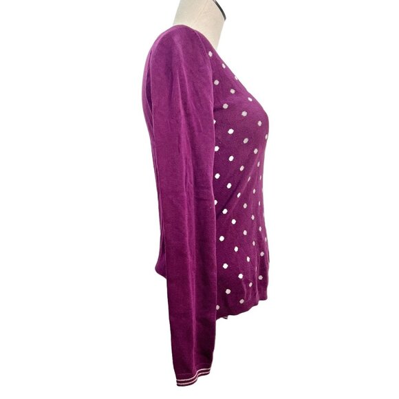 Tommy Hilfiger Womens Polka Dot Purple Sweater V-Neck Long Sleeve Size Medium - Picture 7 of 10